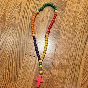 Multicolored wooden beaded rosary